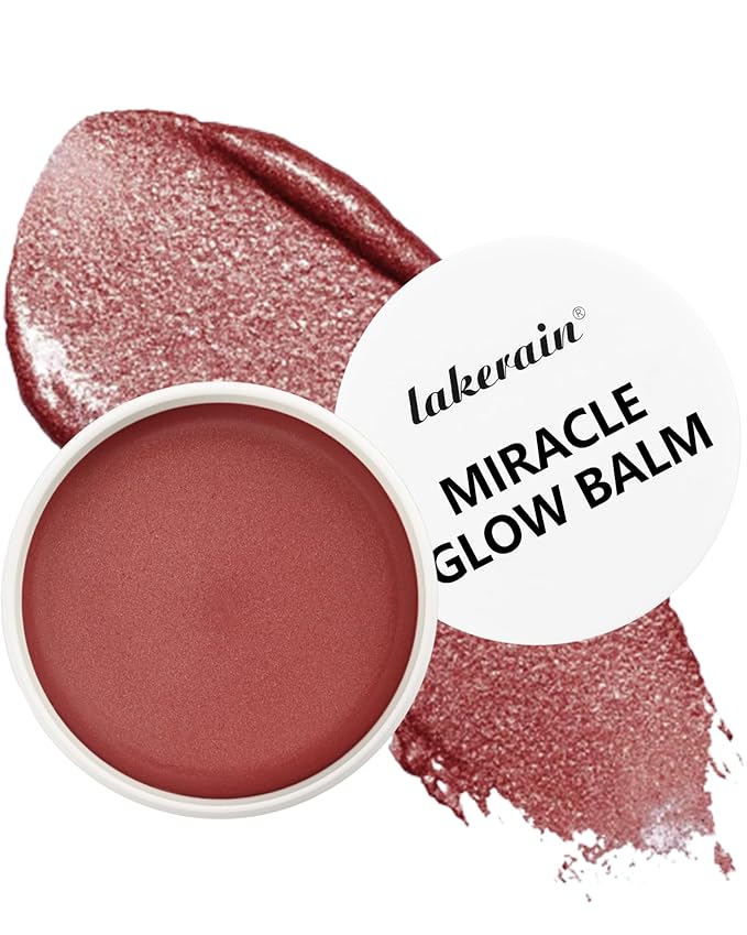 Multi Glow Balm, Miracle Glow Balm Tinted Face Creamy Blush for Women Cheeks Lip Eye, Hydrating Lightweight & Blendable Color, Shimmer Blusher Facial Makeup,Mother's Day Gift for Women Girl-02 Rose