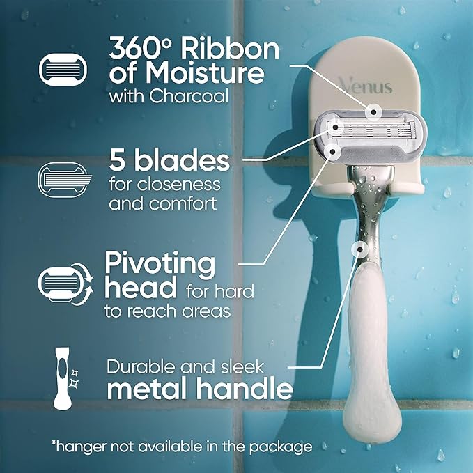 Gillette Venus Extra Smooth Charcoal Women's Razor Blade Refills, 6 Count