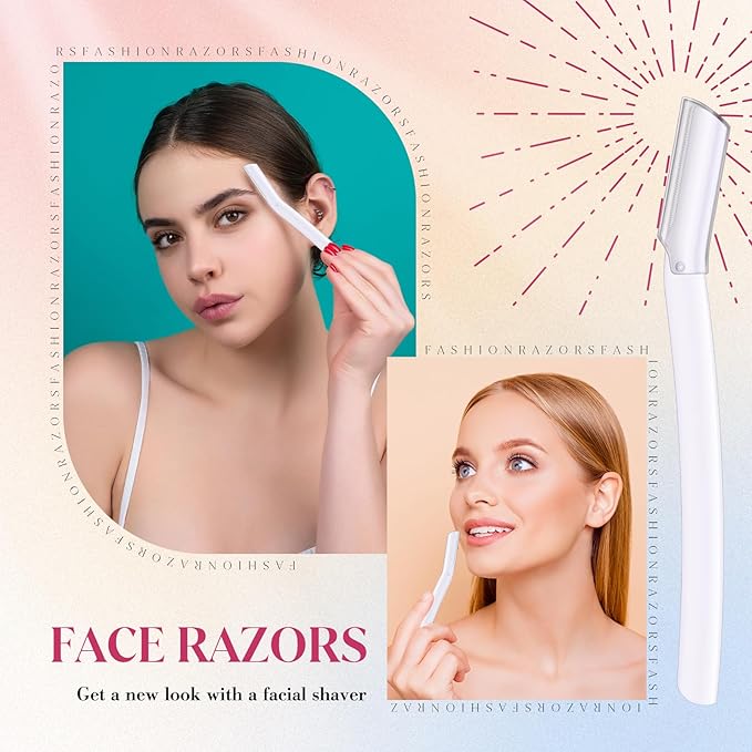 Lasnten 6Pcs Dermaplane Razor Eyebrow Facial Razor for Women Men Single Blade Multipurpose Eyebrow Trimmer Skin Hair Removal Shaver Face Razor Dermaplaning Exfoliating Tool Include Blade Cover(White)
