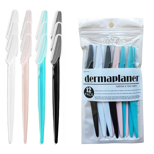 Dermaplane Razor For Women Men Eyebrow Razors Dermaplaning Tool For Face Shaver Home Hair Beauty blade Trimmer Microblades Peach Fuzz Remover micro dermabrasion facial tool 12pcs