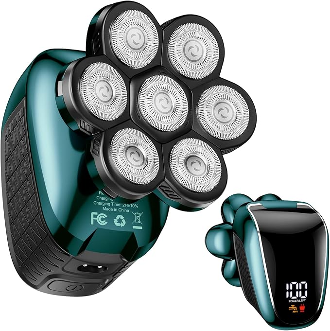 Head Shaver 7D, Wyklaus Head Shavers for Bald Men, Head Electric Razor with Nose Hair Trimmer, Waterproof Wet Dry Mens Grooming Kit