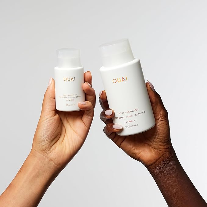 OUAI Body Cleanser, St. Barts Travel Size - Foaming Body Wash with Jojoba Oil & Rosehip Oil to Hydrate, Balance & Soften Skin - Paraben, Phthalate & Sulfate Free Skin Care Products (3 fl oz)