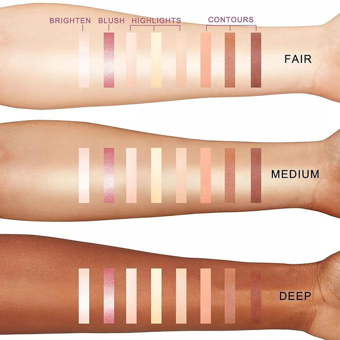 Youngfocus Cosmetics Cream Contour Best 8 Colors Contouring Foundation - Highlighting Makeup Kit/Concealer Palette - Vegan, Cruelty Free and Hypoallergenic - Instruction Manual(Face Blushes)
