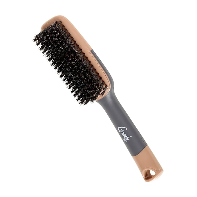 Goody Detangle It Boar Bristle Hair Brush, Use as a Detangling or Styling Brush, Conditions & Boosts Shine, Helps Tackle Knots & Reduce Frizz, For Wet or Dry Hair, Brown/Grey