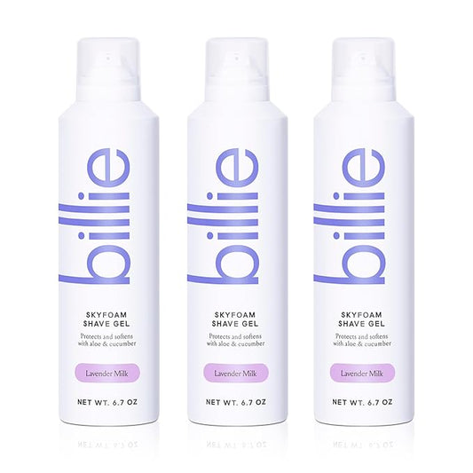Billie SkyFoam Shave Gel - Lavender Milk Scent - Water-activated Foam - Made With Aloe & Cucumber - For A Close, Smooth Shave - 6.7 fl oz, 3-pack
