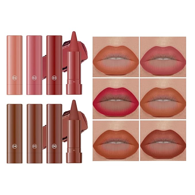 Jolilab 4PCS Lip Liner Lipstick Set, Gradient Matte Nude Velvet Lip Liner Pencil High Pigmented Long Lasting Natural Smooth Lip Makeup Easy-to-Use Crayon Form and Cone Tip