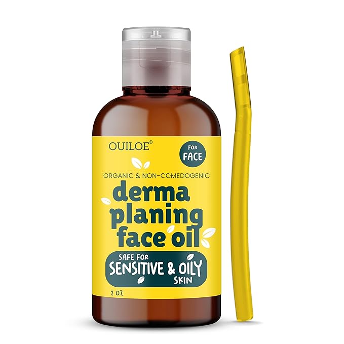 Dermaplaning Kit for Women - Face Shaving Kit with Oil and Tool for Beginners - Safe for Sensitive and Oily Skin - Organic, Lightweight & Non Comedogenic, 2oz