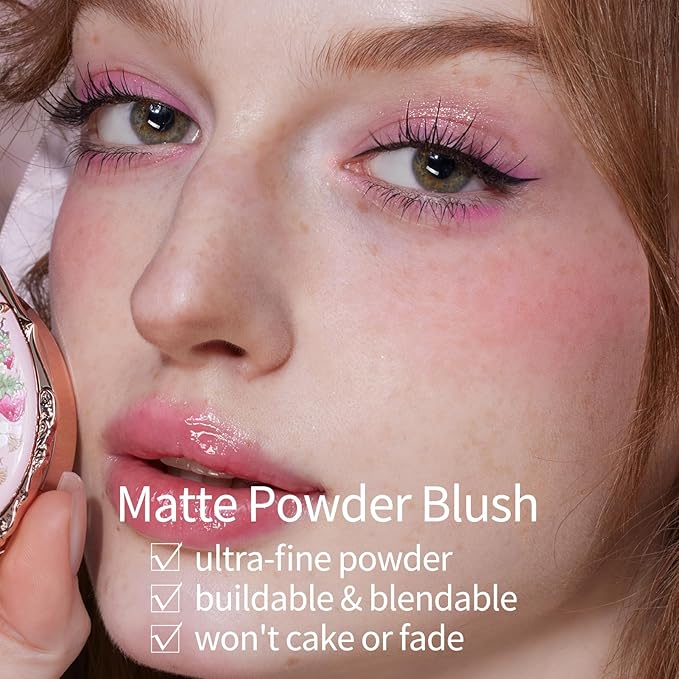 Flower Knows Strawberry Rococo Glowy Lip Gloss G01 Strawberry Macaron+Embossed Blush G01 Romantic Blossom
