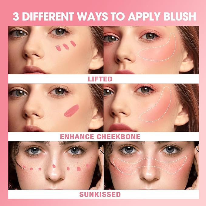 Jolilab Liquid Blush - High Pigment, Long - Lasting, Buildable Color for a Natural Glow(#1+3+5)
