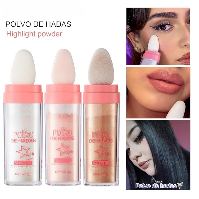 2PCS Polvo De Hadas Fairy Highlight Patting Powder #02 Pink)