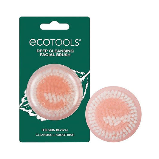 EcoTools Deep Cleansing Facial Brush, Manual Facial Cleansing Brush Exfoliates & Deeply Cleanses, Remove Makeup & Dry Skin, Eco-Friendly Face Brush for Cleansing, Color May Vary, 1 Count