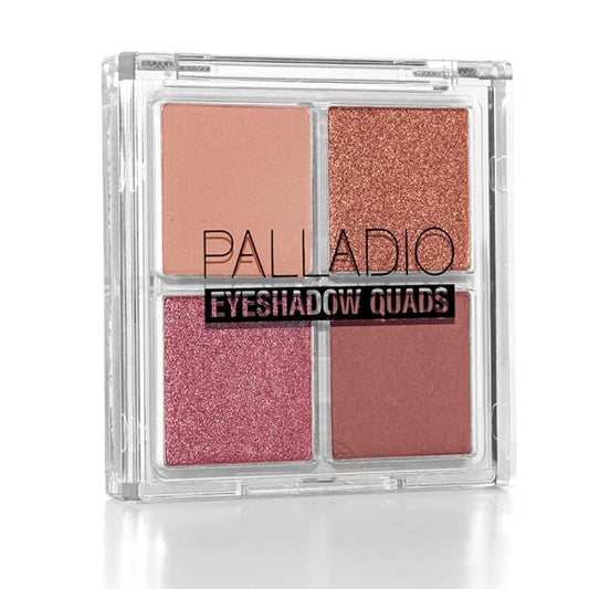 Palladio Eyeshadow Quads, Velvety Pigmented Blendable Matte, Metallic & Shimmer Finishes, Creamy Formula, Four Way Quad Eye Shadow Palette, Talc-Free (Gossip Girl)