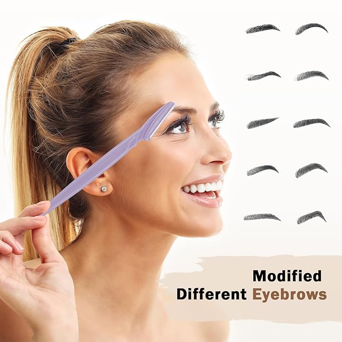 D 12 PCS Eyebrow Razor,Dermaplane Razor,Face Razors for Women,Dermaplaning Tool for Face,3 Colors Facial Hair Shavers with Precision Cover,Facial Hair Remover for Women,Eyebrow Trimmers for Men(Gray)