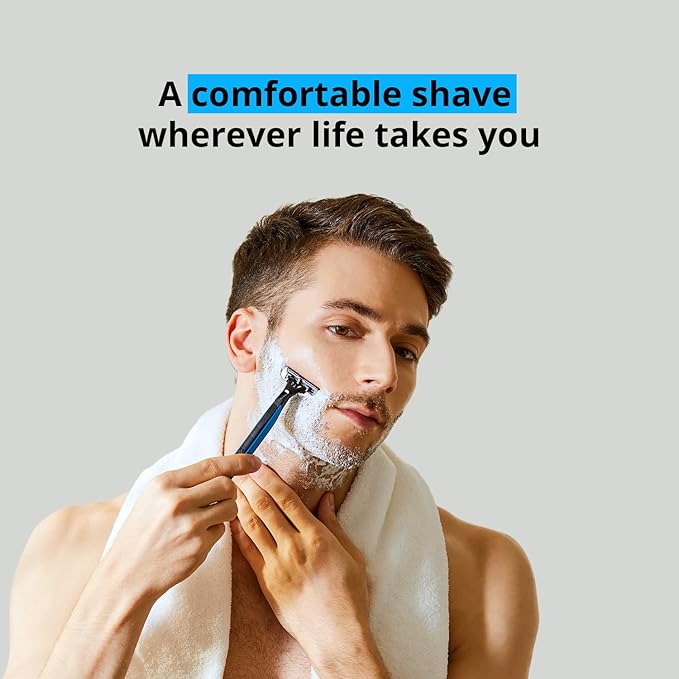 Dorco Pace 2 Plus Disposable Razor, 2 Blades, Pivoting Head, Open-Flow for Easy Rinsing, Lubricating Strip, Long Non-Slip Rubber Handle (60ct)