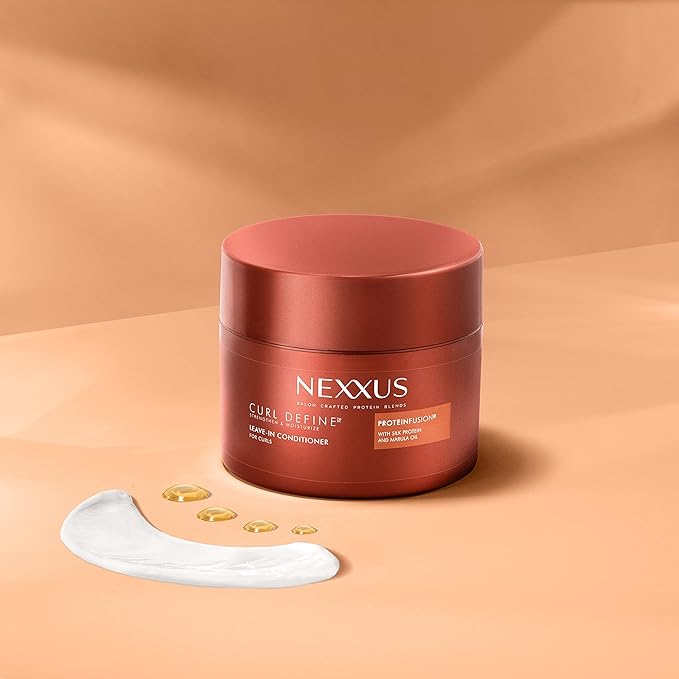 Nexxus Curl Define Leave-in Conditioner for Curly Hair with ProteinFusion Curl Conditioner for Moisturizing Curls 8 oz