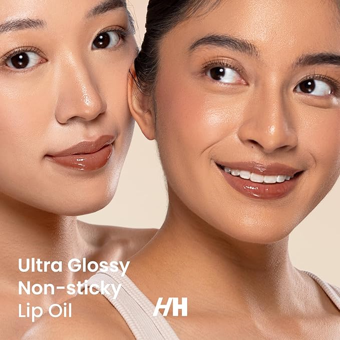 Handmade Heroes 100% Natural Vegan Lip Oil with Squalane Non-Sticky Lip Gloss Moisturizing, Shiny, Nourishing Korean Lip Gloss - Caramel Chestnut