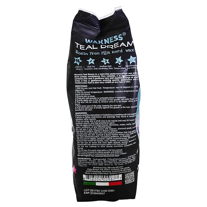 Waxness Teal Dream Rosin Free Glitter Hard Wax 2.2 lb 1 kg