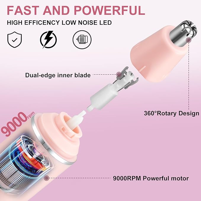 AREYZIN Nose Hair Trimmer for Women & Eyebrow Trimmer-2024 Professional Painless Ear and Nose Trimmer Nasal Hair Clipper, Powerful Motor, Easy to Clean, Dual Edge Blades