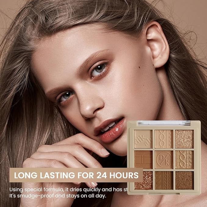 Eyeshadow Palette Makeup- 9 Colors Eyeshadow Palette Matte Shimmer Korean Natural Eye Shadow palettes Highly Pigmented Naturing-Looking Long Lasting (15#)