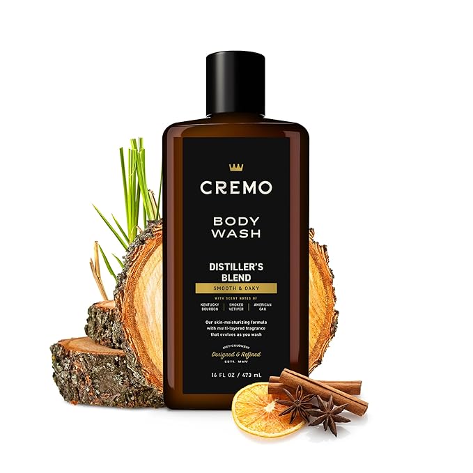 Cremo Body Wash Men, An Elevated Blend with Notes of Kentucky Bourbon, Smoked Vetiver and American Oak, 16 Fl Oz
