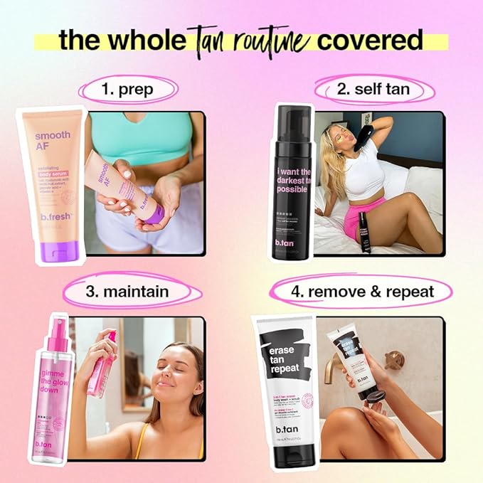 b.tan Ultra Dark Self Tanner Mousse | I Want The Darkest Tan Possible - Fast, 1 Hour Express Sunless Tanning Foam, Golden Bronzing Glow, Face & Body, No Fake Tan Smell, Vegan, Cruelty Free, 6.7 Fl Oz