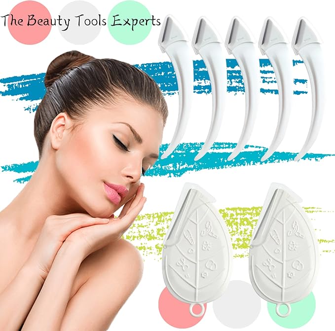 ONEUPIN 12PCS Eyebrow Trimmer Set Stainless Steel Leaves Curved Eyebrow Razor Trimmer Facial Shaver Razor Brow Shaper Suitable for Any Skin Type Hair Removal Accessories for Men Women(White)