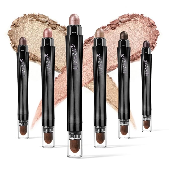 6PCS Cream Eyeshadow Stick Makeup Sets, Metallic And Matte Shimmer Eye Shadow Eye Brightener Stick Pencil Crayon, B06-Pink Ocean