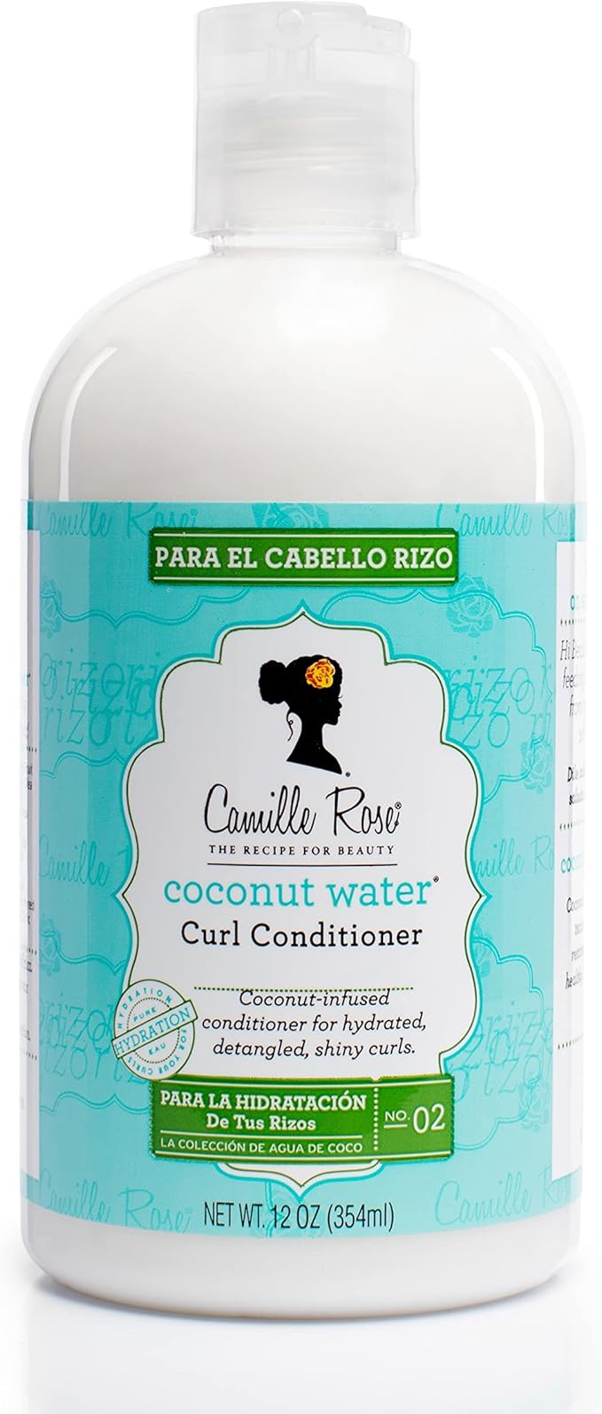 Camille Rose Coconut Water Curl Conditioner with Natural Coconut, Rosemary, & Castor Oils to Hydrate and Detangle, for Curly & Coily Hair Types, 12 oz