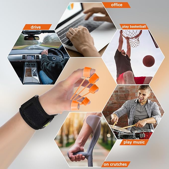 Finger Exerciser Finger Stretcher Finger Resistance Band Guitar (Black,75 LB)