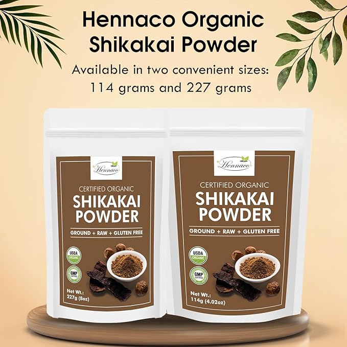 hennaco Organic Shikakai Powder| Acacia concinna Powder| Natural (4 OZ) 114 G