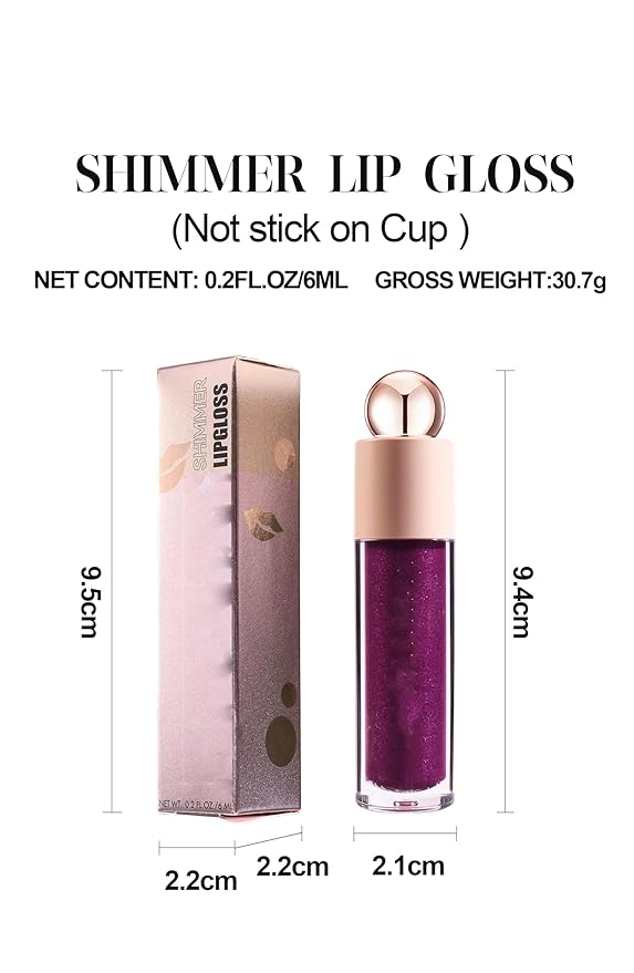 Shimmer Gloss Lipstick, Slicks Lip Gloss Diamond Shiny Pink Dark Red Purple Glitter Sparkly Glossy Shimmer Waterproof Girls Lip Glaze for Women, Long lasting High Pigmented Lips Makeup(#05)