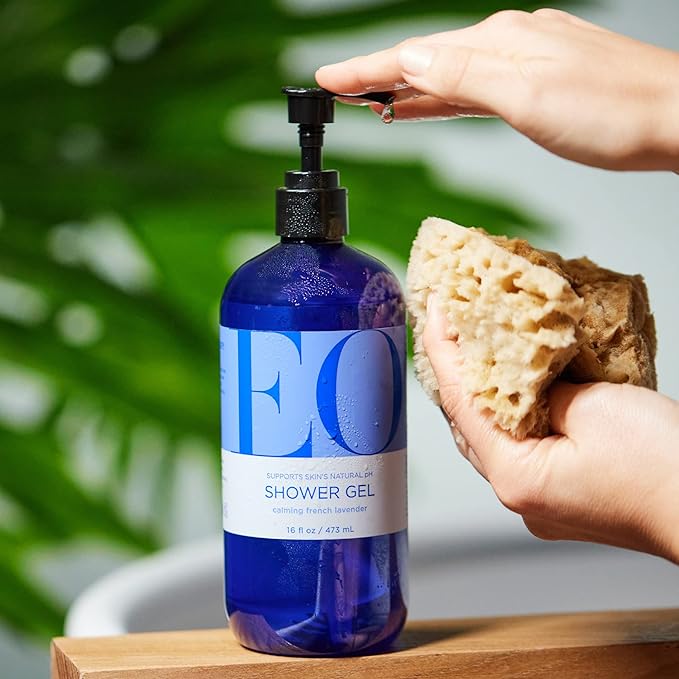 EO Shower Gel Body Wash, 16 Ounce (Pack of 2), Lavender, Organic Plant-Based Skin Conditioning Cleanser with Pure Essentials Oils