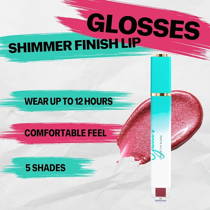 VANERIA Glitter Lip Gloss Shimmer,Matte Liquid Lipstick Rapid Drying,Long Lasting Highly Pigmented Color,Waterproof,Lipgloss Glitter Non-Sticky.shimmy(4ml/0.14oz)