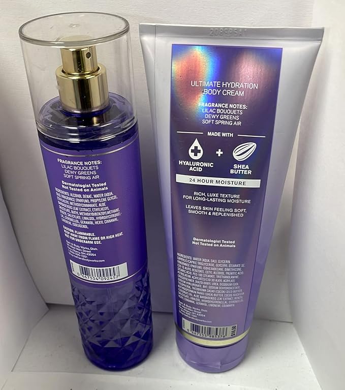 Generic Bath and Body Works - Fresh Cut Lilacs - Gift Set - Fine Fragrance Mist And Body Cream - 2021, Full Size