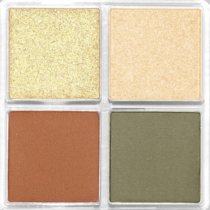 Palladio Eyeshadow Quads, Velvety Pigmented Blendable Matte, Metallic & Shimmer Finishes, Creamy Formula, Four Way Quad Eye Shadow Palette, Talc-Free (Gold Digger)