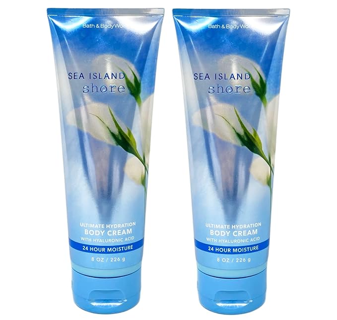 Bath and Body Works Sea Island Shore Ultra Shea Body Cream 8 Oz. 2 Set