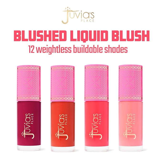 Juvia's Place Blushed Liquid Blush Marigold - Dewy Tint Cheeks Makeup Glow Pigment Effortless Beauty Long Lasting Cosmetics Soft Creamy Natural Buildable All Skin Color Light Flawless Finish Blend