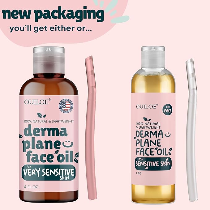 Dermaplane Oil for Women with Very Sensitive Skin - Lightweight Face Shaving Oil, Natural Facial Shave Oil - Use with a Dermaplaning Tool, Razor, Shaver or Microblade for Close Shave 4oz by Ouiloe
