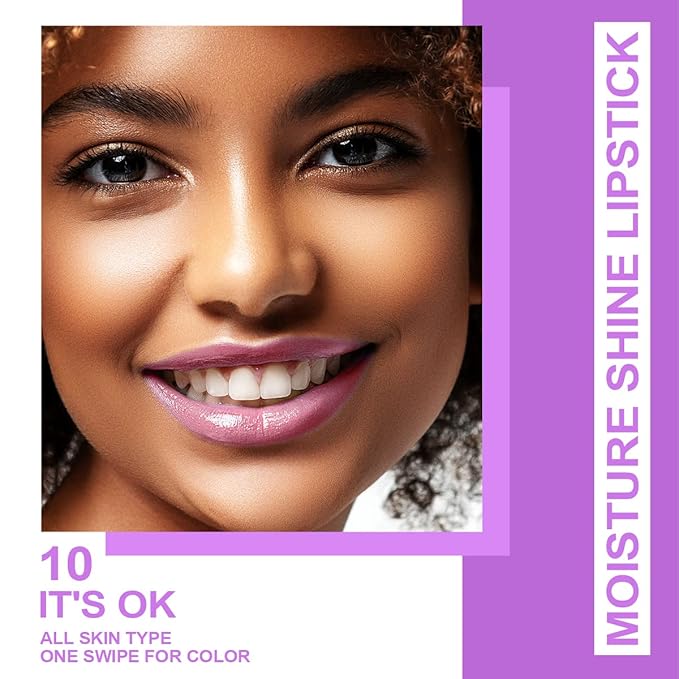 Oulac Pinky Purple Lipstick - Moisturizing Lip Stick Glossy Tinted Lip Balm, Sheer Shine Juicy Finish, Lightweight and Hydrating Formula for Dry Lip Care, Vegan 2.2g/0.07oz (10)