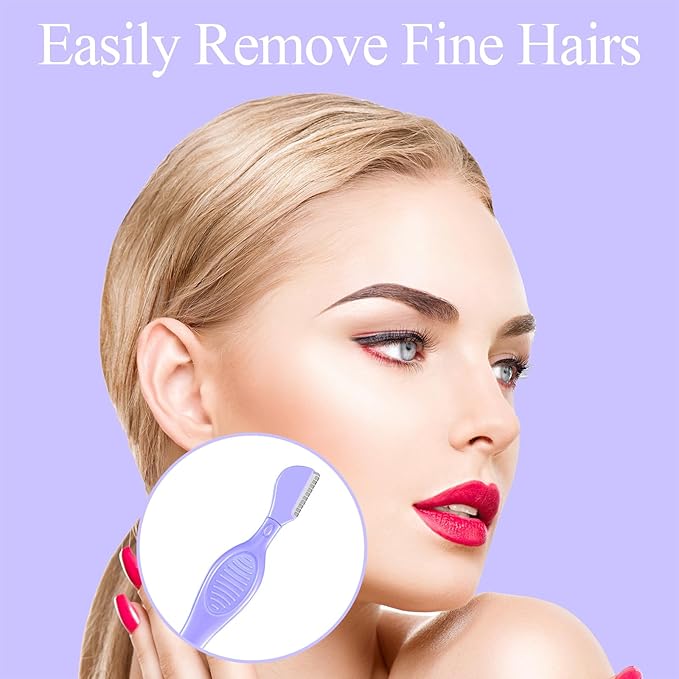 Mudder 21 Pcs Eyebrow Razor Eyebrow Shaver Facial Razor Multipurpose Face Trimmers with Precision Cover for Women Makeup Care Tools(Purple)