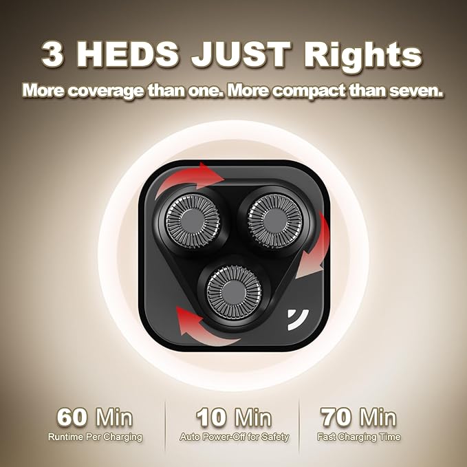 Facial Hair Removal for Women, 3D Floating Blade Rotary Razor, Wet/Dry Electric Shaver, Portable & USB Rechargeable Epilator Hair Remover for Face, Upper Lip, Chin, Arms & Legs (Black)