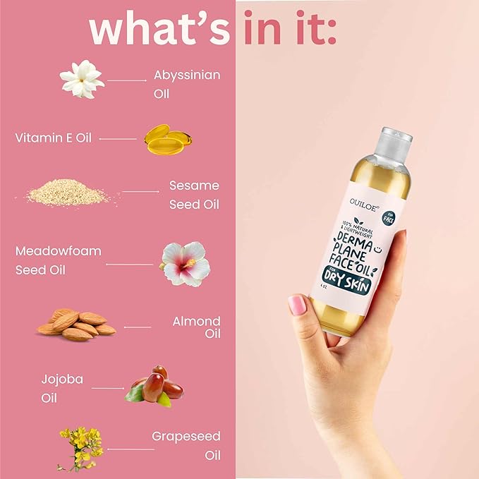 Dermaplane Kit for Women with Dry Skin - Face Shaving Oil and Razor Set - Non Comedogenic, Fragrance Free, Natural and Lightweight by Ouiloe