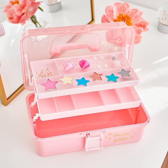 3C4G Pink and Gold Hard Case Makeup Storage