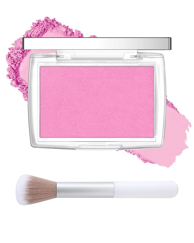 Pink Powder Blush Palette, Matte Powder Makeup Blush for Cheeks, Natural Glow Face Blush Contour Palette, Lightweight,Smooth, Highly Pigmented Buildable Color, Long-lasting All-Day Face Enhancing-Pink