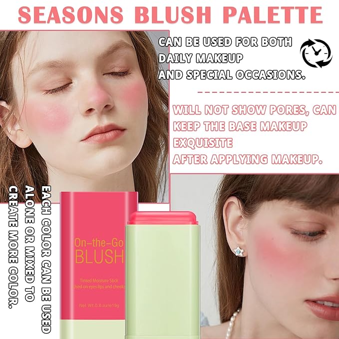 Blush Cream for Cheeks,Face Matte Contour Blush Makeup,Buildable Shimmer Facial Cheek Blusher Shades,Blendable Cosmetic Makeup Blush 03