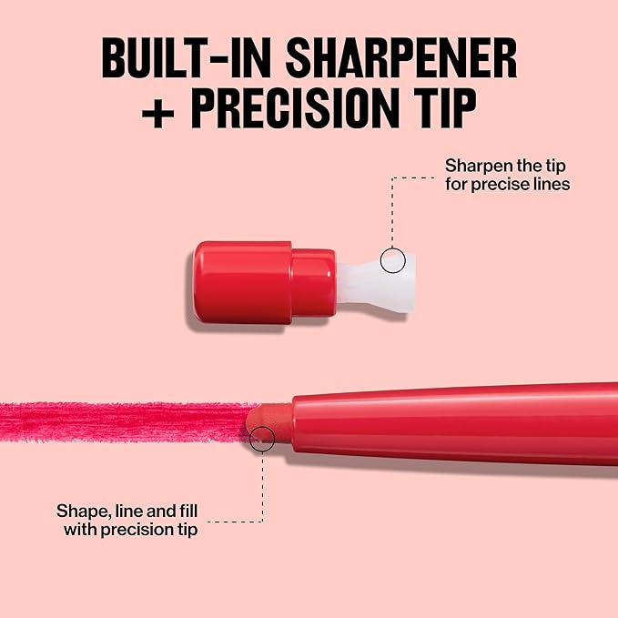 Revlon Colorstay Lip Liner Makeup with Built-In Sharpener, Longwear Rich Colors, Smooth Application, 675 Red, 0.01 oz
