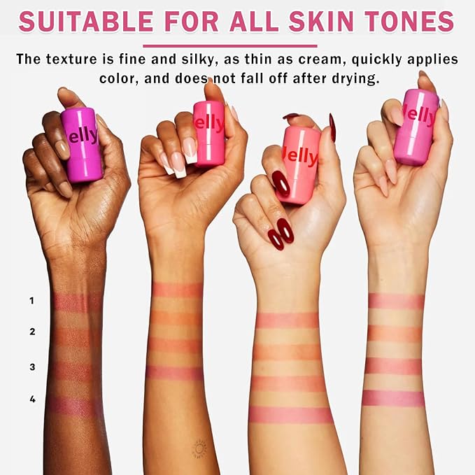 4PCS Cooling Water Jelly Tint Blush Stick for Cruelty Free
