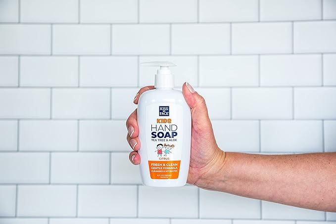 Kiss My Face Kids Hand Soap - Citrus Scent - Cleanse And Hydrate Skin - Vegan & Cruelty-Free - Easy To Use Hand Soap Pump - Added Tea Tree And Aloe - 9 fl oz Bottle