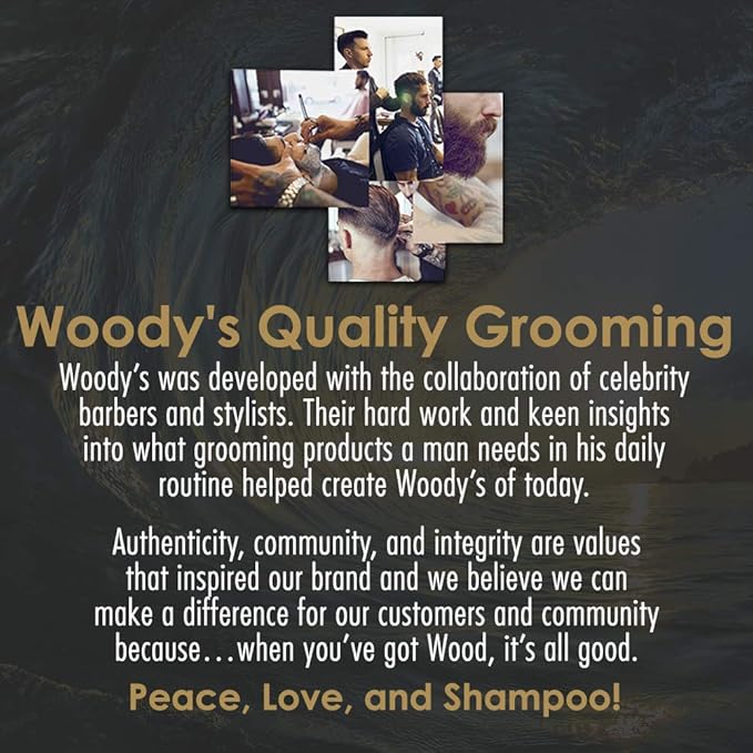 Woody's Hair and Body Wash for Men – 2-in-1 Sulfate-Free Cleanser & Body Wash, Deep Cleansing, Hydrating, Fresh Scent, 10 oz, 2 Pack