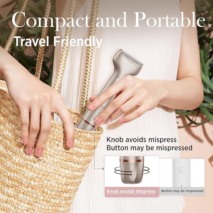 Electric Razor for Women Body: Electric Shaver Rechargeable for Face - Painless Hair Trimming for Bikini Legs Underarms - OC-A12